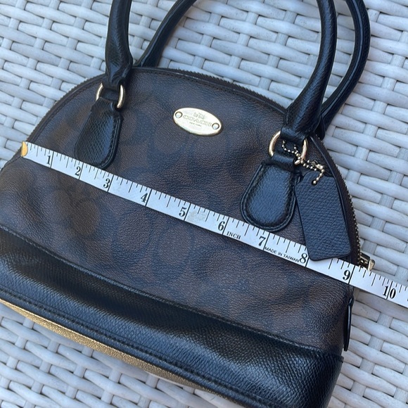 COACH MINI CORA SIGNATURE DOMED SATCHEL F34083 BROWN/BLACK - Picture 11 of 13